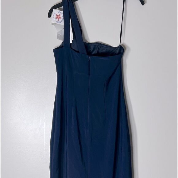 AQUA One Shoulder Keyhole Cocktail Dress - 100% Exclusive Size 6 Navy - Picture 9 of 10